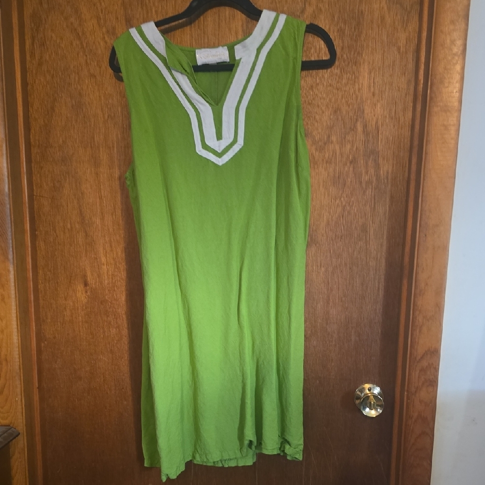 Pappagallo Lime Green Dress with White Accents